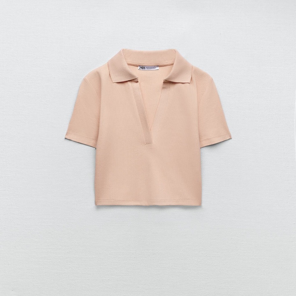 Zara polo ribbed crop top